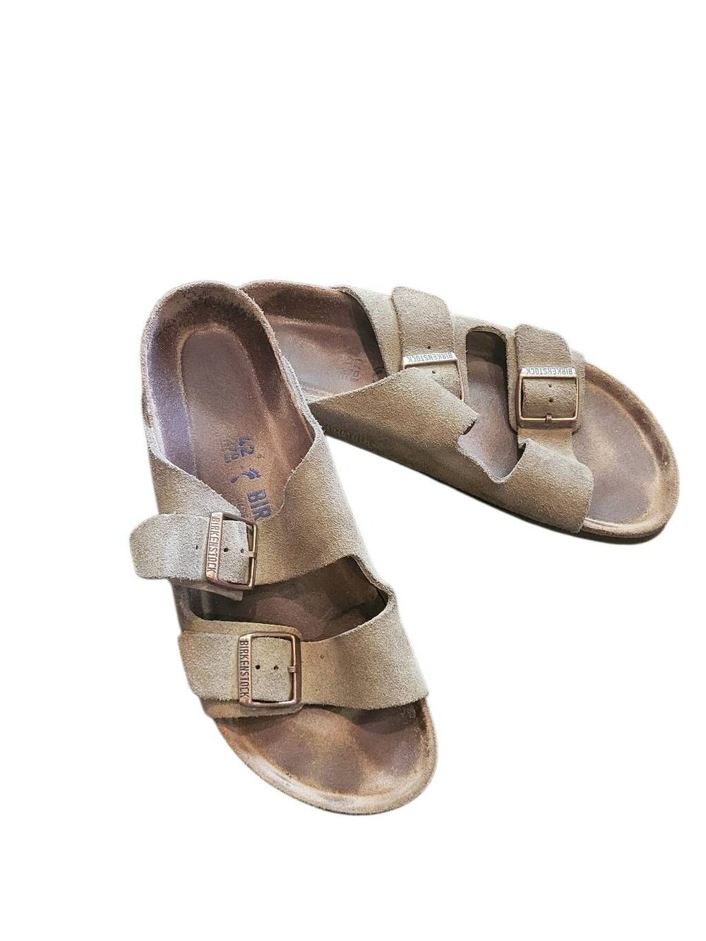 Birkenstock Arizona Sandals Women's 11 Tan Suede Leather Buckle Classic